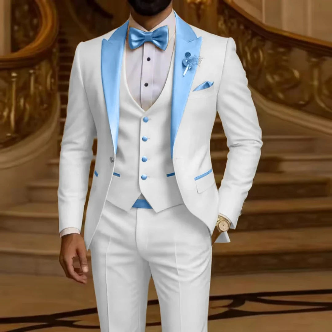 Costume 3 pièces pour homme Coupe ajustée Revers cranté Smoking de marié Garçon d'honneur Mariage Blazer Gilet Pantalon Ensemble Tenues pour hommes