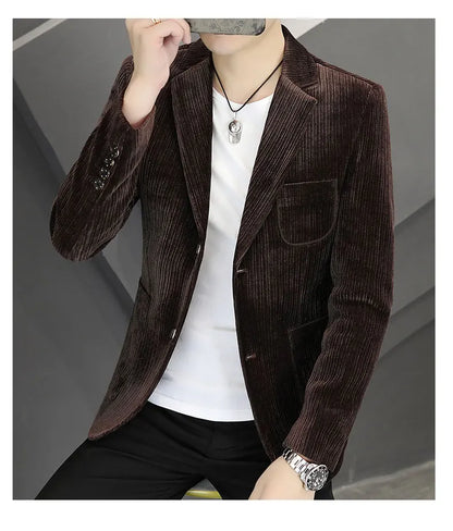 2026 Spring Autumn Corduroy Suit Jackets for Men Business Casual Blazers KoreanSlim Fit Social Office Wedding Suits Coats 4XL