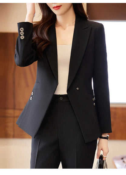Women's Autumn New Fashion Professional Suit Matching Set 2023 Korean Elegant Casual Blazer Coat Pants Two-piece Female Clothing