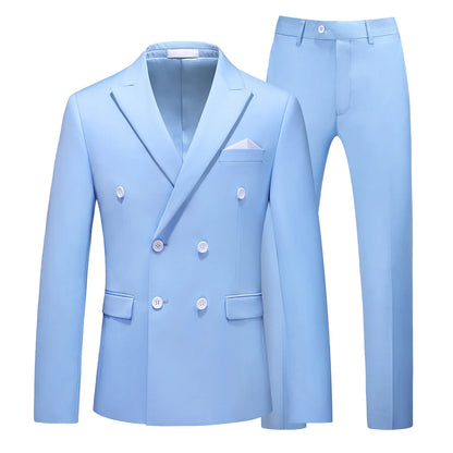 Men's Double-Breasted Suit Jacket and Trousers – Formal Business & Wedding 2-Piece Set