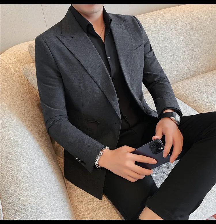 2025 Autumn Chinese Style Suit Jackets Men Lapel Casual Business Blazer Wedding Groom Party Dress Coat Social Banquet Blazers