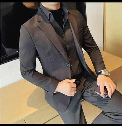 Removable Shirt Fake Two Suit Coats Men Spring Autumn Korean Slim Fit Business Casual Suit Coat Formal Social Party Prom Tuxedos