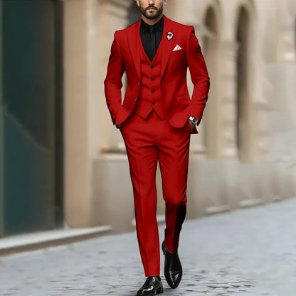 Purple Men Suit Single-breasted Peak Lapel 3 Pieces(Jacket+Pants+Vest) Male Formal Wedding Party Set