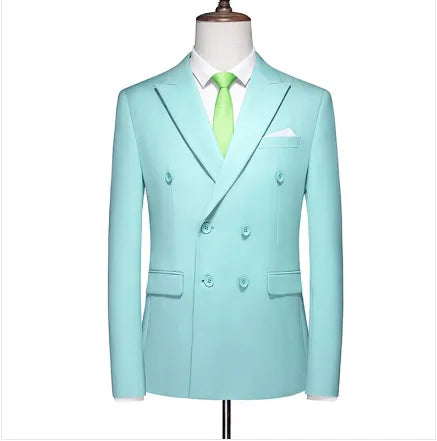 Men's Double Breasted Blazer – Slim Fit Solid Color Formal Jacket for Weddings & Office
