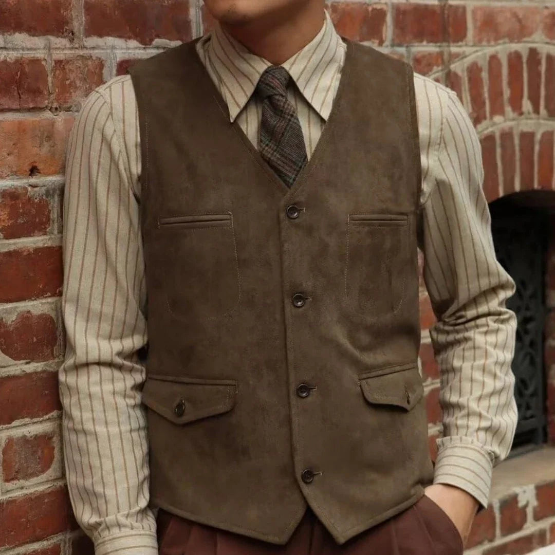 Men Vest Single Button Velvet Waistcoat for Wedding Banquet and Business Formal