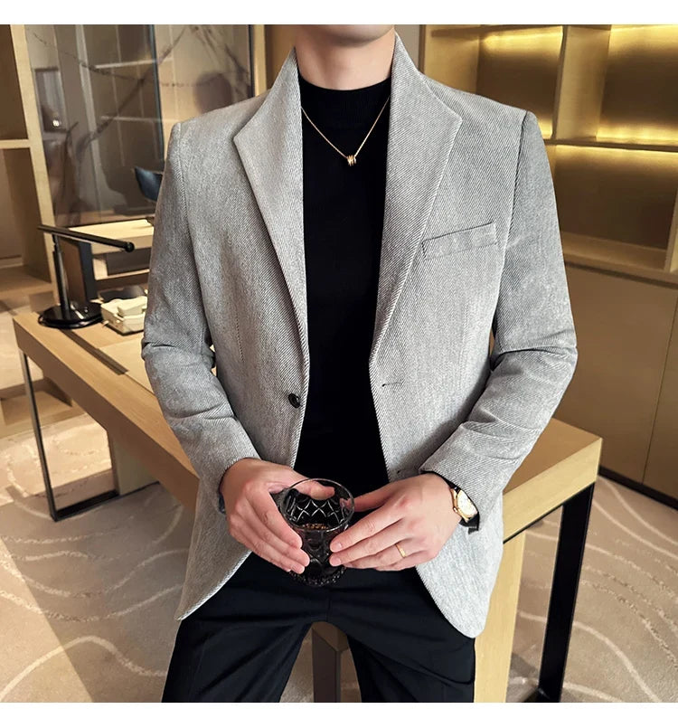 New Chinese Style Stand Collar Fashion Casual Suit Jacket Autumn Winter New Slim Fit Business Formal Social Prom Party Tuxedos