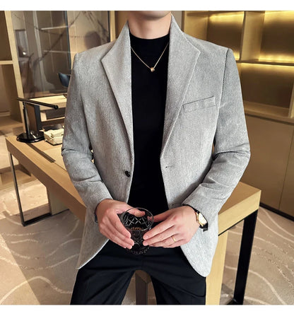 New Chinese Style Stand Collar Fashion Casual Suit Jacket Autumn Winter New Slim Fit Business Formal Social Prom Party Tuxedos
