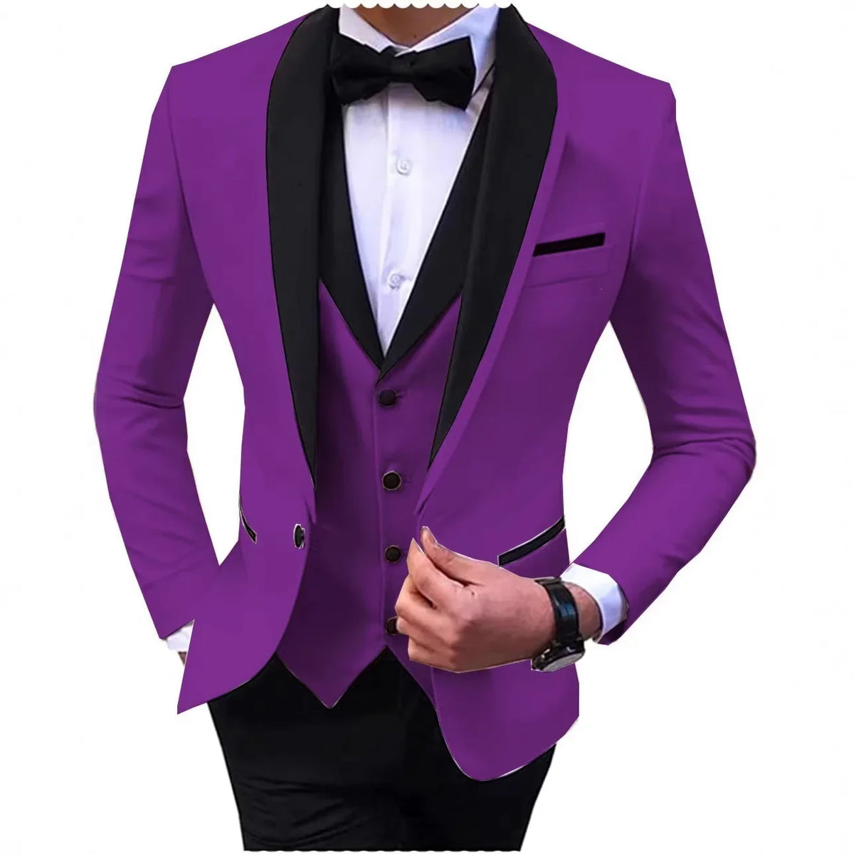 Luxury Blue Jacket with Pant Vest Wedding Men Tail Coat 3 Piece Groom Tuxedo for Formal Prom Male Suits Fashion Set
