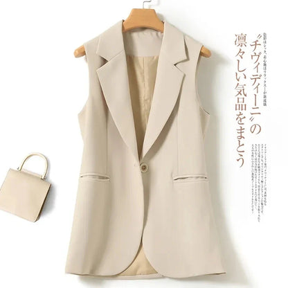 New Fashion Korean Women Vest Spring Autumn Suit Vest Sleeveless Jacket Cardigan Slim Fit Waistcoat High Quality Office Clothing