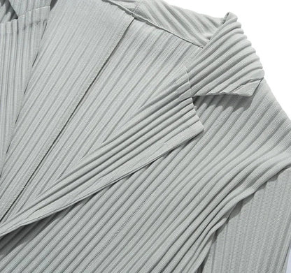 Men's Miyake Pleated Style Blazer Jacket Japanese Casual Stretch Slim Fit Business Office Fashion Luxury Wrinkle Resistant Coat