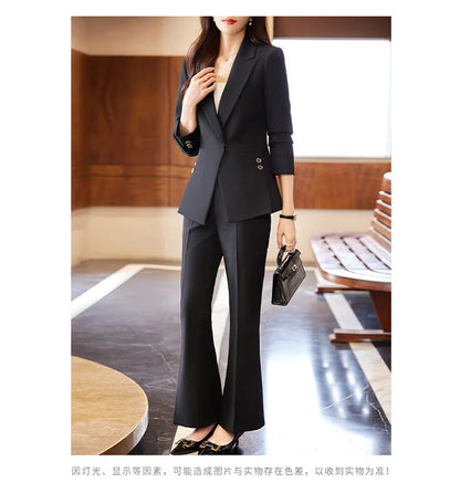 Women's Autumn New Fashion Professional Suit Matching Set 2023 Korean Elegant Casual Blazer Coat Pants Two-piece Female Clothing