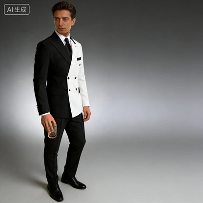 Slim Fit Wedding Tuxedo for Men Peak Lapel Double Breasted Blazer Suit Formal Business Groomsmen Outfit Wedding