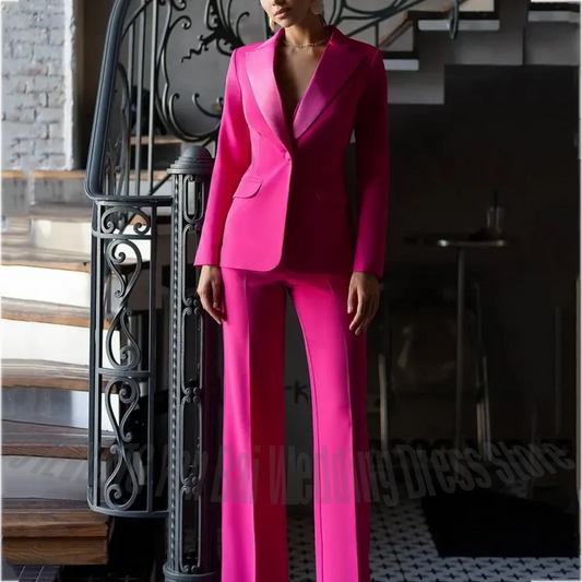 Custom Made Women Suit High Quality Satin Peaked Lapel Straight Fit Elegant Outfit Business Office Casual Prom Suit Formal Event