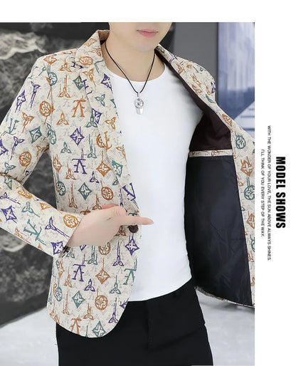 Blazer Men's fashion outdoor travel gentleman wedding Slimming Business versatile Trendy Casual Korean-style formal wear Blazer