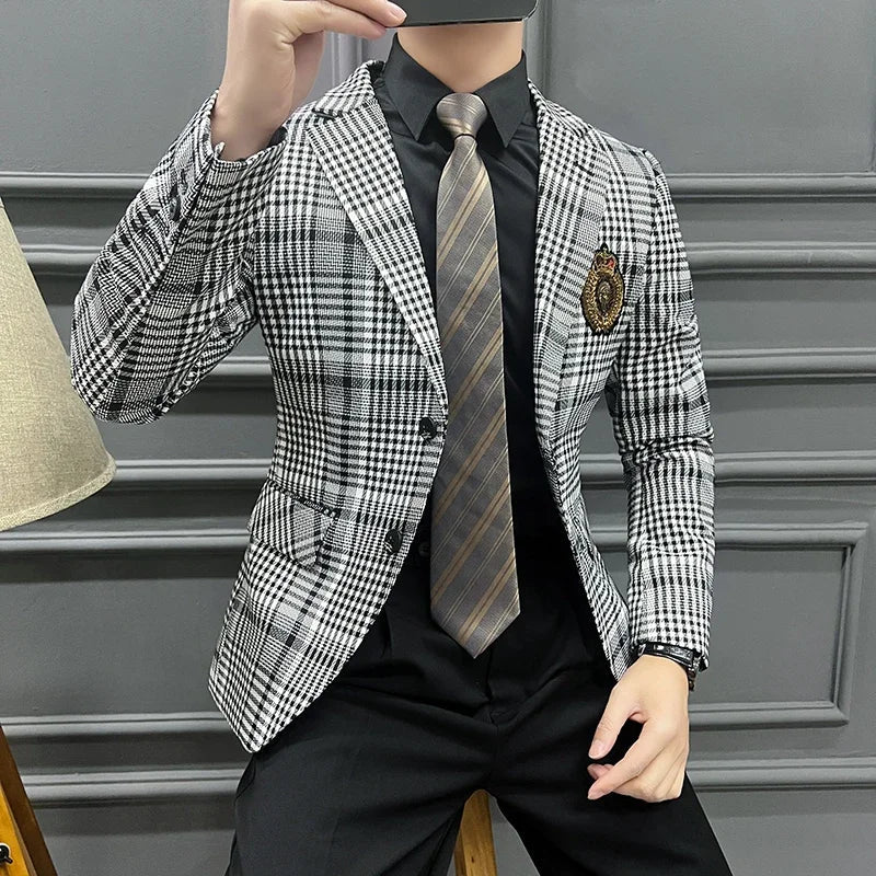Blazer Masculino Men's Fashion Business Casual Professional Dress Wedding Gentleman Hosts The British Style Slim-fit Suit Blazer