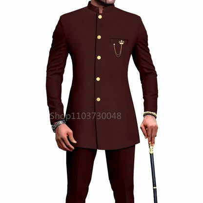 New Style Suits for Men 2 Pieces Business Blazer and Pants Set Elegant Slim Fit Men's Suit for Wedding Prom Groomsmen Outfits