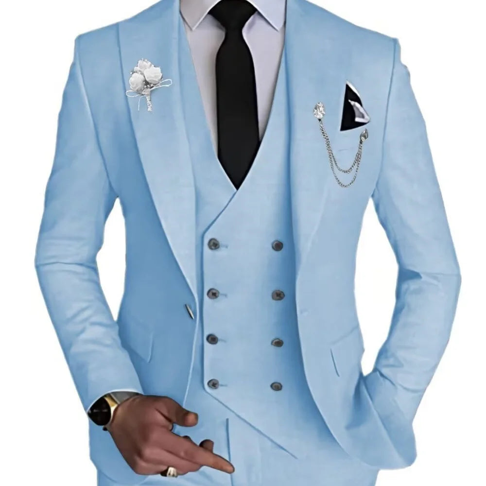 Men's 3-Piece Slim Fit Suit Set – Single Breasted, Straight Fit, Formal & Casual Occasions