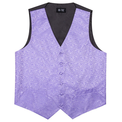 Men's Waistcoat Floral Paisley Vest with Tie Hanky Cufflinks Set for Wedding and Business