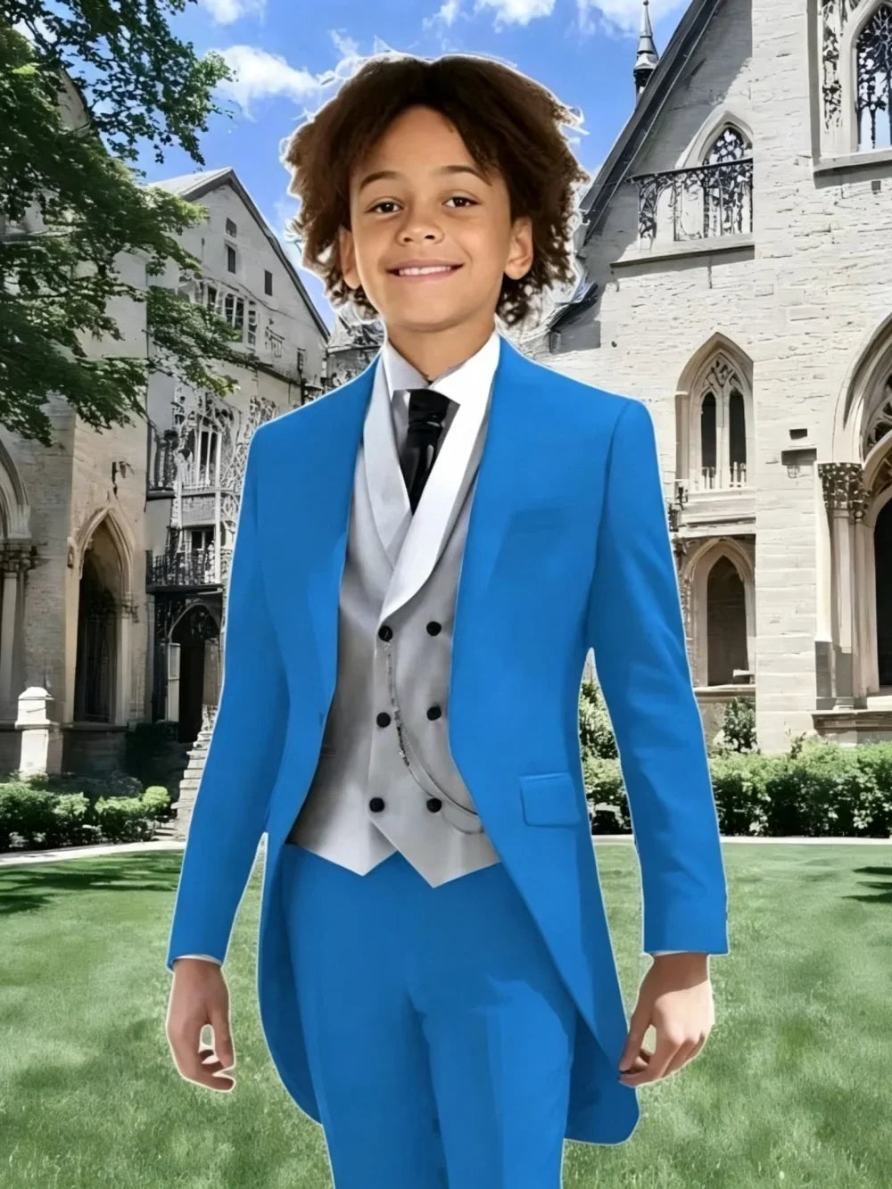 High Quality Boys Formal Tailcoat Vest Pants 3 Pieces Banquet Party Wear Smart Handsome Kids Slim Fit Suit Set Wedding Tuxedo