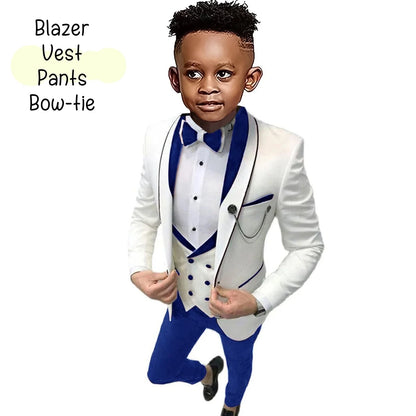 Boys Formal Suit Set – Four-Piece Wedding & Tuxedo Outfit for Toddlers & Kids