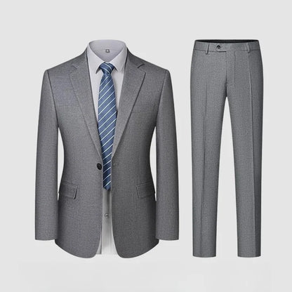 Men's Smart Casual Suit Set – Pure Color Single Breasted Business Formal Wedding Dress Suit for Men