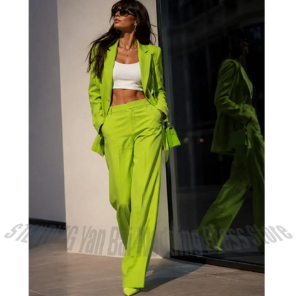 Customized Women 2 Piece Suit Notched Lapel Blazer Straight Leg Pants Business Wedding Evening Party Fashion Formal Outfit