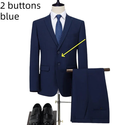 Men's Slim Fit Single Breasted Suit – Casual & Formal Two-Piece Set for Weddings & Business