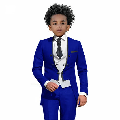 2026 Autumn Handsome Wedding Suits 3 Pieces For Kids, Boys Slim Fit Tuxedo Performance Costumes,Formal Blazer Banquet Outfit