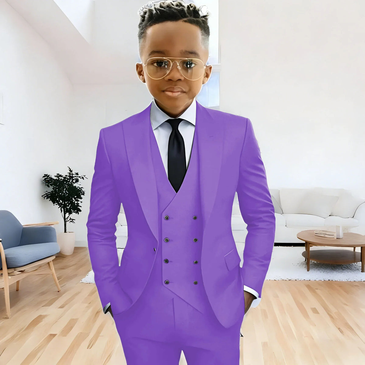 Dark Green boy's suit 3-piece jacket vest pants Peaked lapel slim fit attire for wedding prom dinner party custom kids tuxedo
