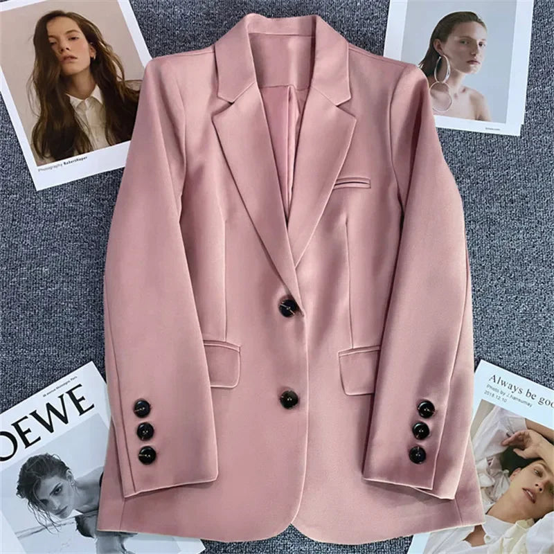 Elegant Office Lady Blazers for Women 2025 Fashion Long Sleeve Single Button Blazer Coats Female Top Suit Jackets Outerwears