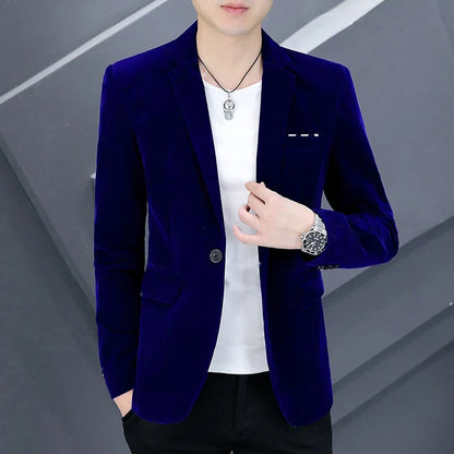 2025 Canary Suit Men's Velveteen Casual Small Suit British Style Business Single West Casual Clothes Trend Youth Handsome Shirt