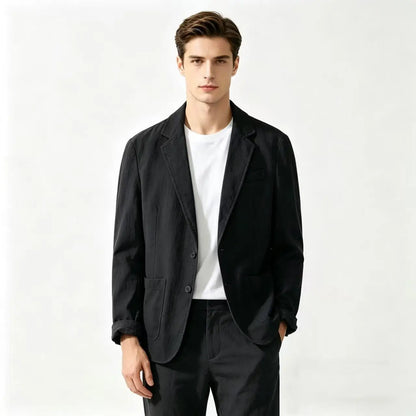 Cotton 100% Blazer for Men, Fashionable for Outdoor Travel, Wedding Hosting, Slim-fit for Casual Wear, Korean Style Blazer