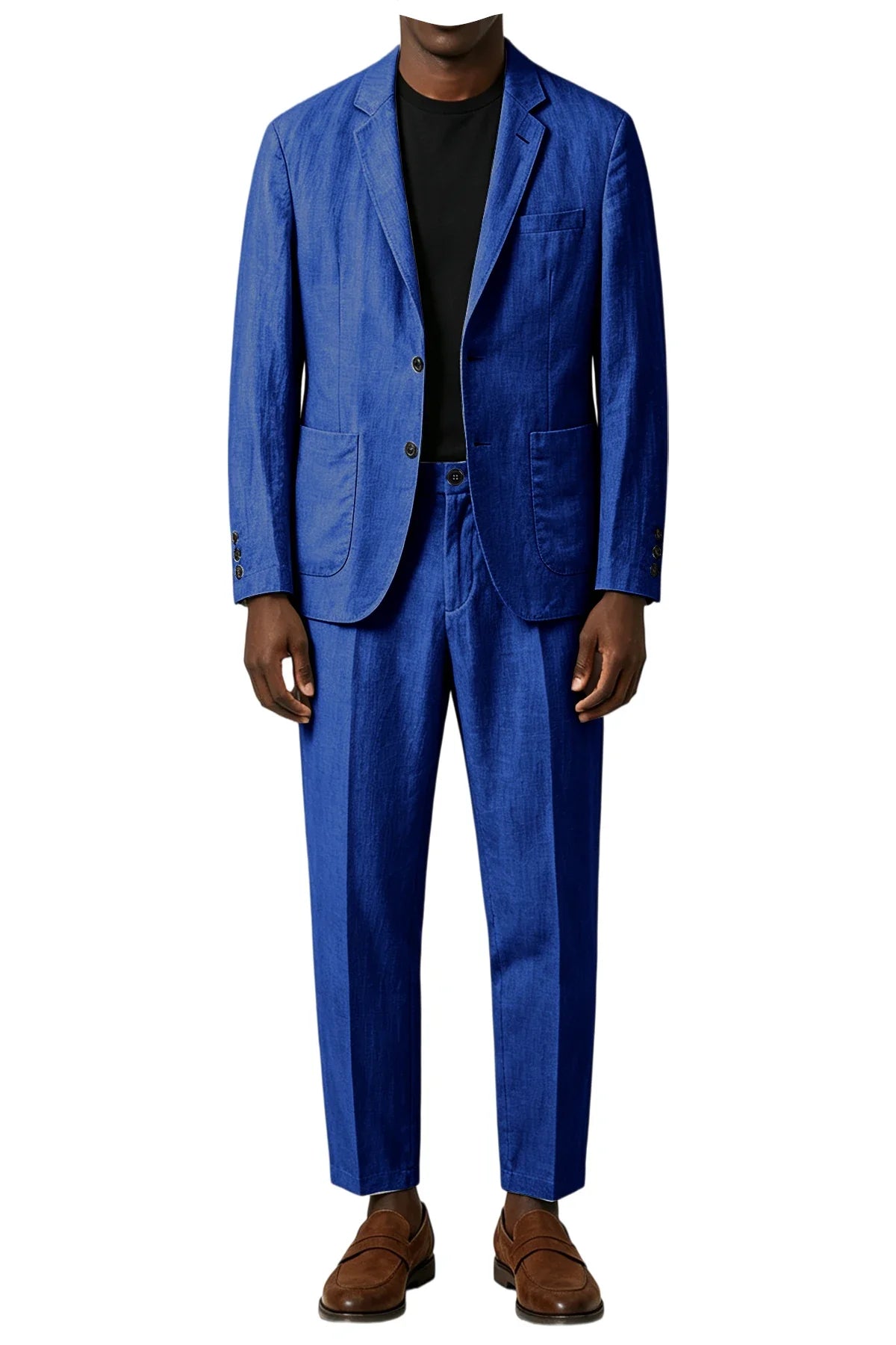 Men's Linen Blend 2-Piece Suit Notched Lapel Slim Fit – Casual Summer Beach Wedding Set