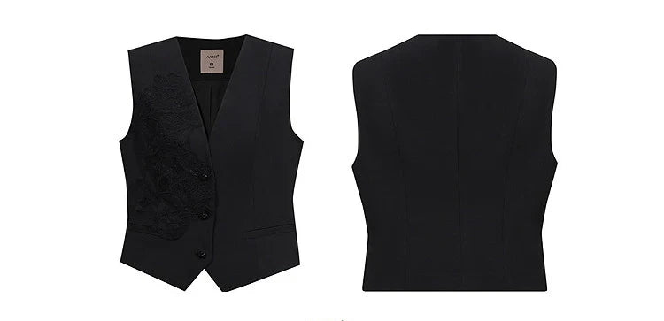 Women's Vest Top 2026 Summer New V Neck Sleeveless Lace Splicing Vest Elegant Office Straight Short Tank For Women 12622027