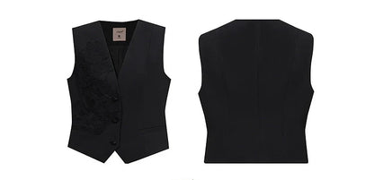 Women's Vest Top 2026 Summer New V Neck Sleeveless Lace Splicing Vest Elegant Office Straight Short Tank For Women 12622027