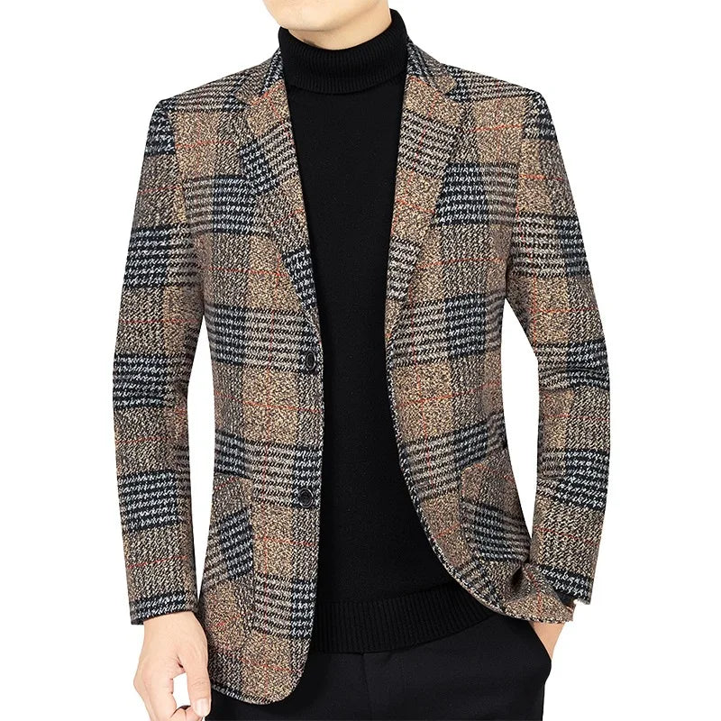 Classic Men's Suit Jacket England Plaid Blazers High Quality Business Causal Suit For Men Clothing Conjuntos De Blazer