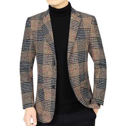 Classic Men's Suit Jacket England Plaid Blazers High Quality Business Causal Suit For Men Clothing Conjuntos De Blazer