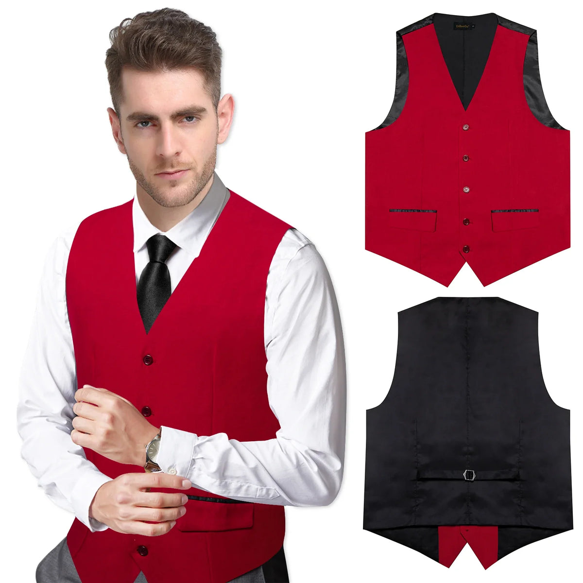 Men's Suit Vest – Solid Formal Waistcoat for Wedding, Party & Business Wear