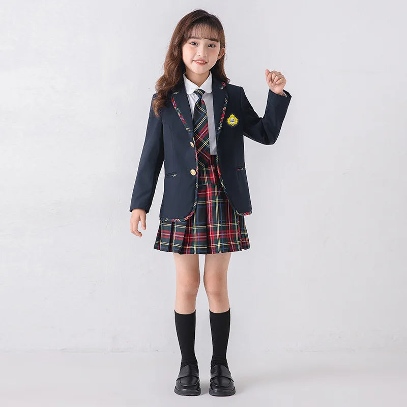 Boys Girls England Style School Uniforms Costume Children's Day Twins Suit Kids Photograph Dress Child Graduation Ceremony Set
