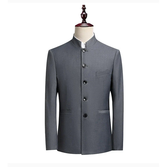 Blazer Men's Fashionable Business Zhongshan Suit Gentle Slimming, Gentleman's Casual Chinese Stand-up Collar, High-end Blazer