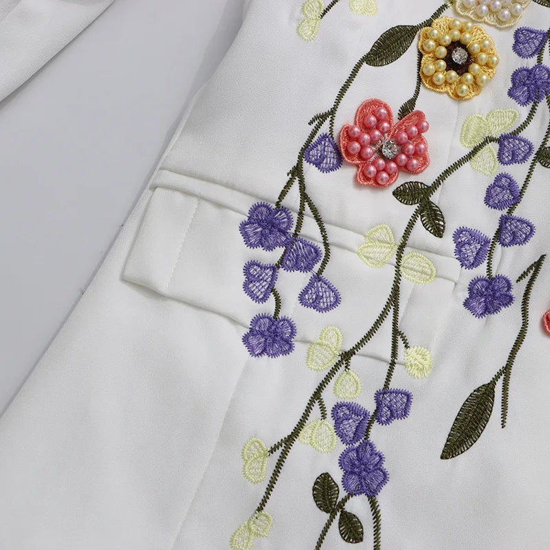 2026 Spring Autumn New Women Blazer High-End Embroidery Flower Beaded Studded Diamonds Luxury Elegant Chic Ins Coat HK17758