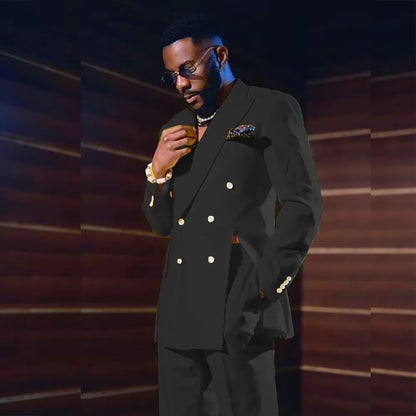 Costume Homme 2 Pièces Revers Pointe Croisé Blazer avec Pantalon pour Mariage Bal de Promo Dîner Tenue Décontractée Chic