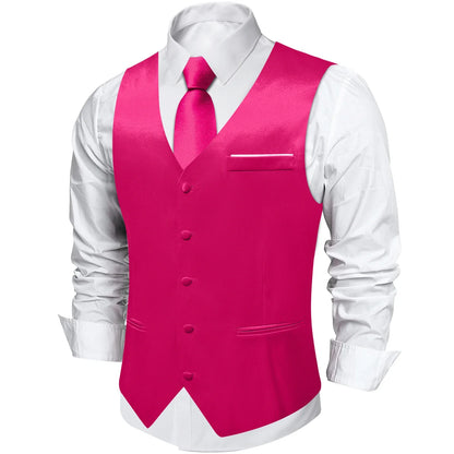 Men's Formal Vest Suit Set — Solid Color Waistcoat with Tie & Pocket Square for Weddings & Parties