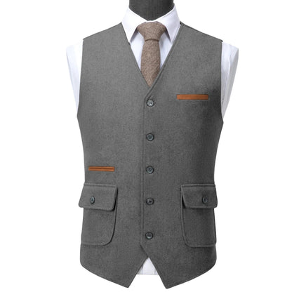 Men's Suit Vest V-Neck Single Button Waistcoat for Wedding, Business & Formal Occasions