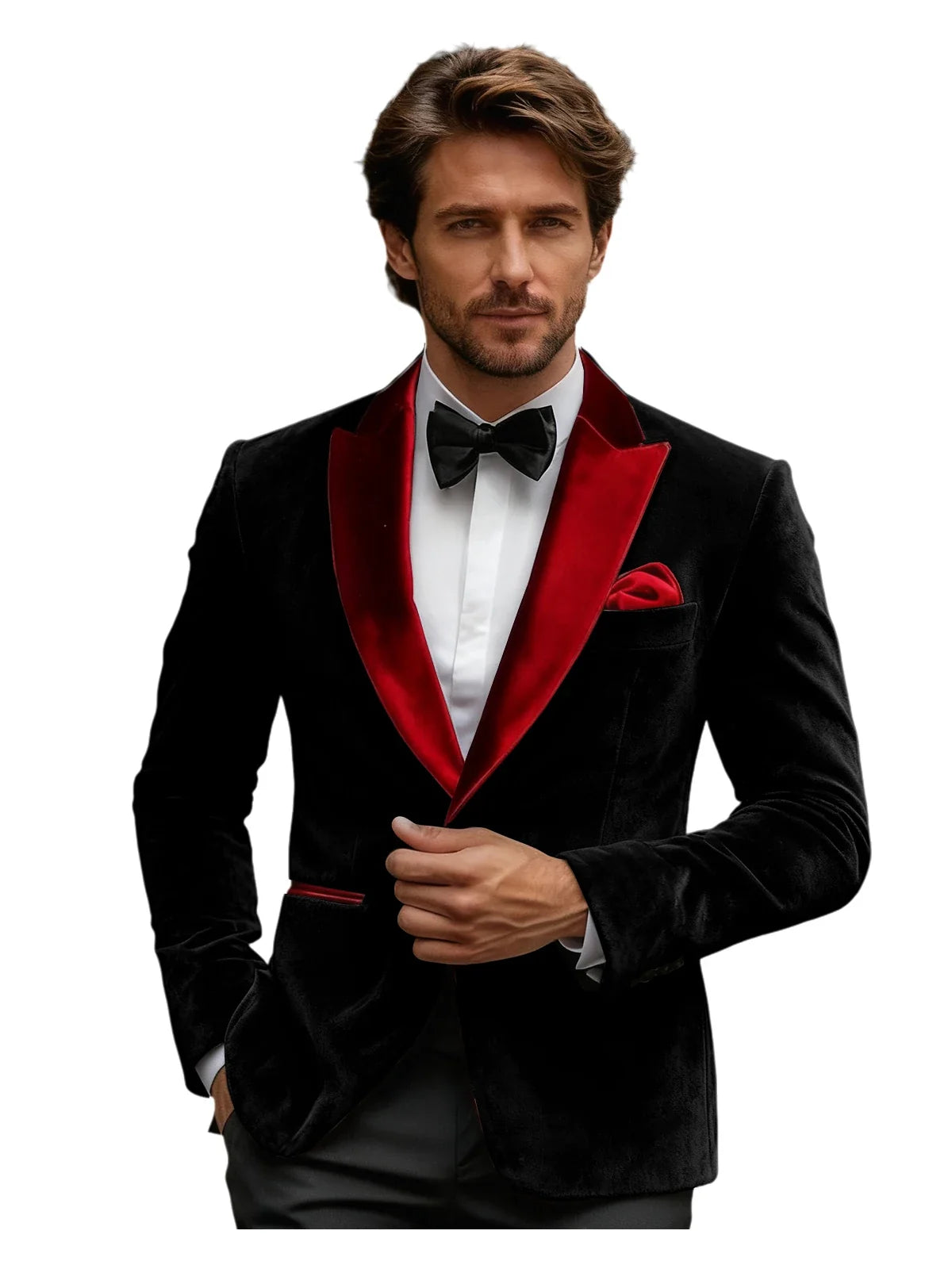 Luxury Burgundy Velvet Men's Blazer Suits Single Breasted Black Shawl Lapel Slim Fit Men Sport Coats Formal Wedding Groom Jacket