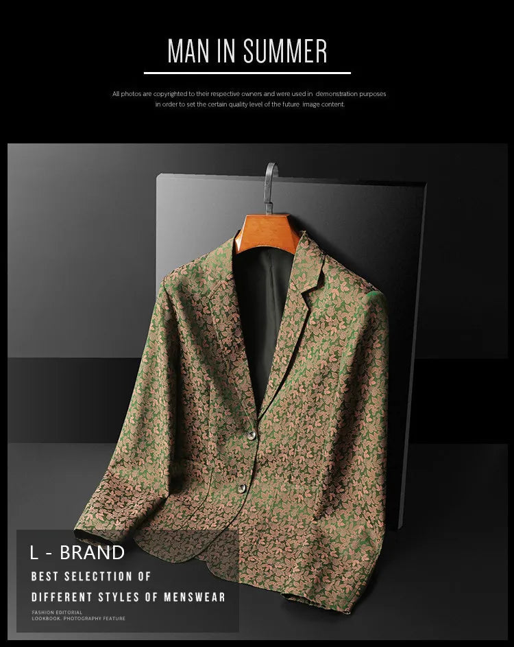 Luxury Retro Suit Jacket for Men Fashion Casual Business Formal Jackets Social Streetwear Office Blazers Men's Clothing M-4XL