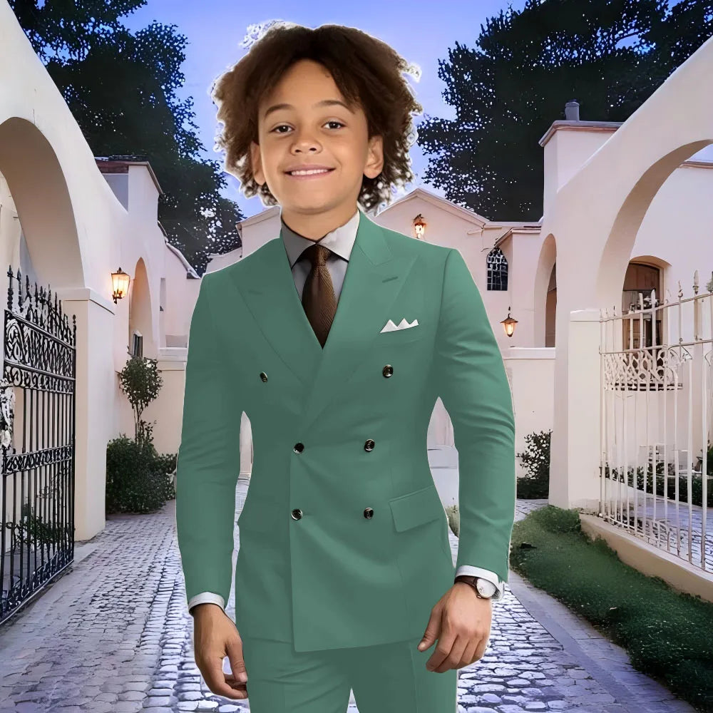 Fashion Light Grey Boy Suit Wedding Tuxedo Double Breasted Formal Child Jacket 2 Piece Blazer Pants costume enfant garçon