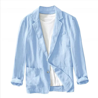 Cotton and Linen Blazer Men's Fashionable Business Casual Outdoor Versatile Travel Lightweight Loose-fitting Retro Style Blazer
