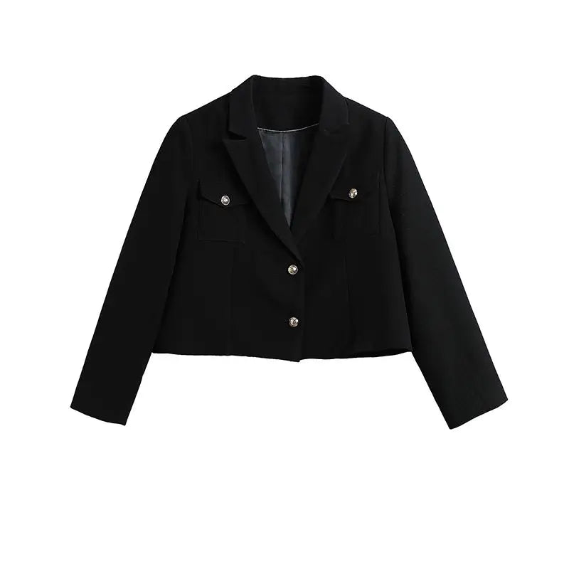 Women's New Petite Short White Suit Jacket Blazer Premium Casual Solid Color Spring Autumn Korean Style Elegant Temperament
