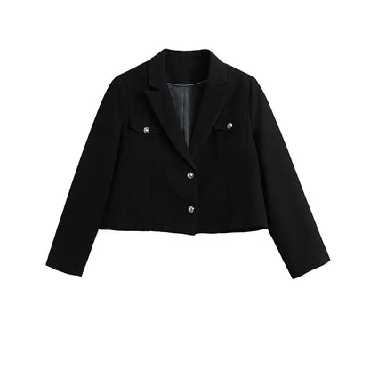 Women's New Petite Short White Suit Jacket Blazer Premium Casual Solid Color Spring Autumn Korean Style Elegant Temperament